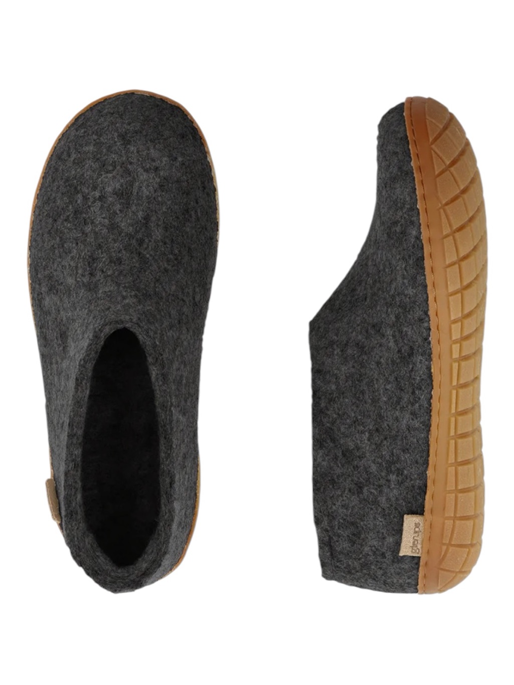Glerups Charcoal Colored Wool Cozy Shoe Slipper Natural Rubber Sole In Honey |43 — image 3 of 8